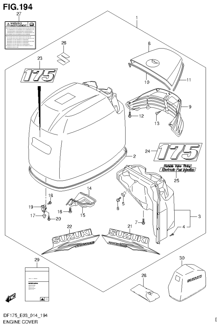 Suzuki DF175ZG ENGINE COVER (FOR 0EP) (DF175T E03) parts diagram